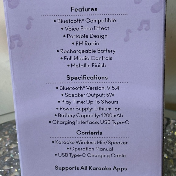 NIB - XO Poppy Bluetooth Karaoke Dual Wireless Speaker and Mic. - Picture 4 of 5